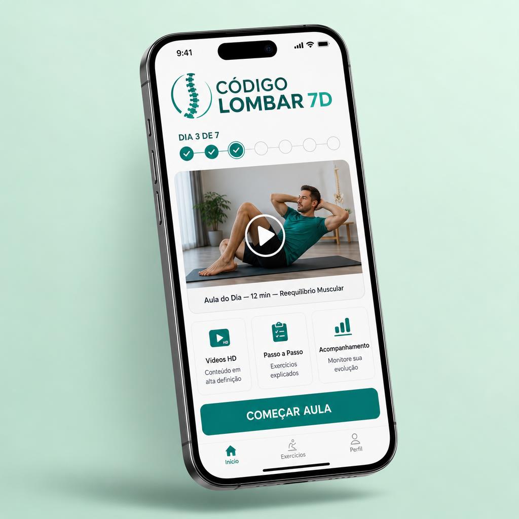 Programa Código Lombar 7D no celular — vídeo-aula do Dia 3